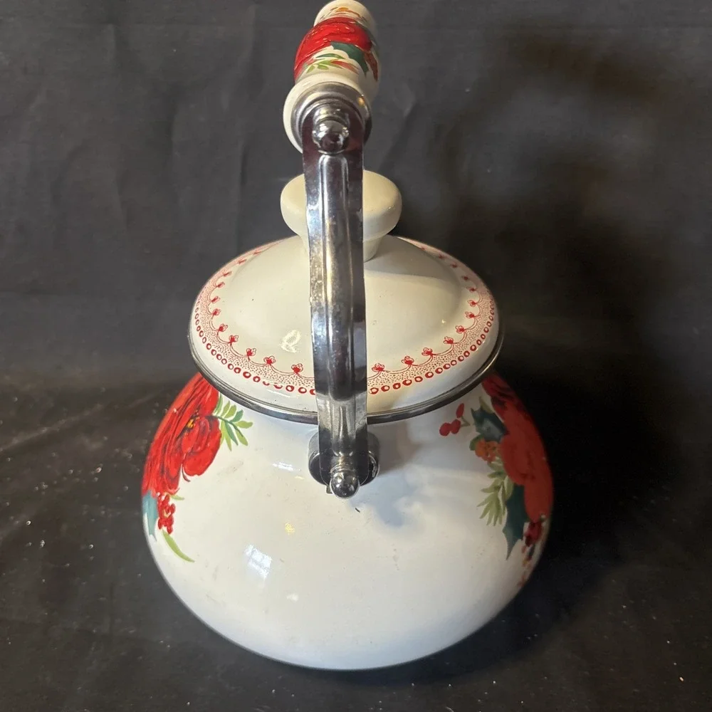 The Pioneer Woman Cheerful Rose 1.9 Quart Tea Kettle Enamel on Steel